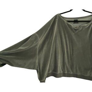 OUT FROM UNDER Women Velour Sweatshirt Sz L Gray Drop Shoulder Casual 93-6